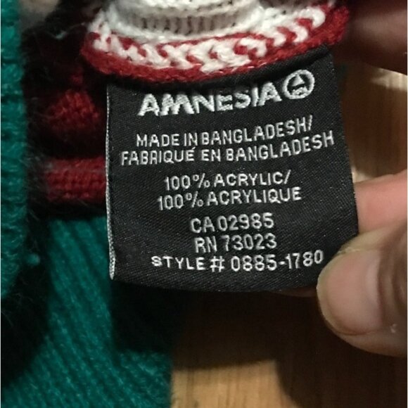 Amnesia L/G Merry Christmas Ya Filthy Animal Knit Ugly Christmas Sweater Striped - Picture 4 of 8